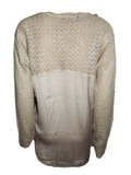 Capuccino Damen Shirt Langarm Bluse Schwarz Beige Glitzer Gr. 38