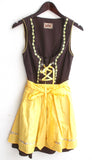 Damen Trachten Dirndl ärmellos braun m. gelber Schürze Gr. 36 v. Stockerpoint