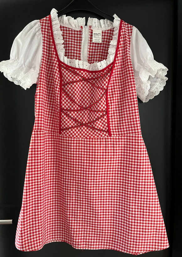 Damen Trachten Dirndl kurzarm Rot-Weiß kariert ca. Gr. 46