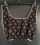 Damen Trachten Bluse/Oberteil schwarz geblümt ca. Gr. 34