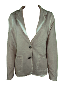 Capuccino Damen Jacke Cardigan Beige/Grau Baumwolle Langarm Gr. 38