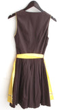 Damen Trachten Dirndl ärmellos braun m. gelber Schürze Gr. 36 v. Stockerpoint