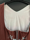 Damen Trachten Dirndl ärmellos braun blaue Stickerei ca. Gr. 38