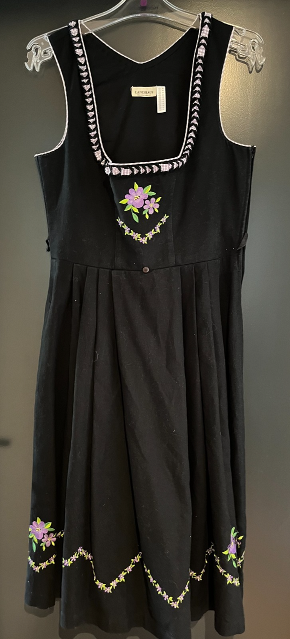 Damen Trachten Dirndl ärmellos Schwarz mit Stickerei ca. Gr. 38 v. C&A