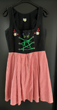 Damen Trachten Dirndl ärmellos Schwarz, Rot-Weiß gemustert Gr. 38 v. Distler