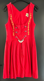 Damen Trachten Dirndl ärmellos Rot mit Stickerei ca. Gr. 38 v. Woiperdinger