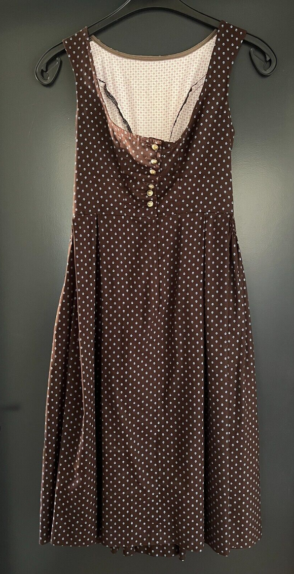 Damen Trachten Dirndl ärmellos Braun hellblau gemustert ca. Gr. 36