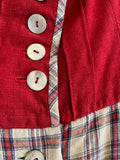 Damen Trachten Dirndl ärmellos Rot, Beige, Blau gemustert ca. Gr. 40