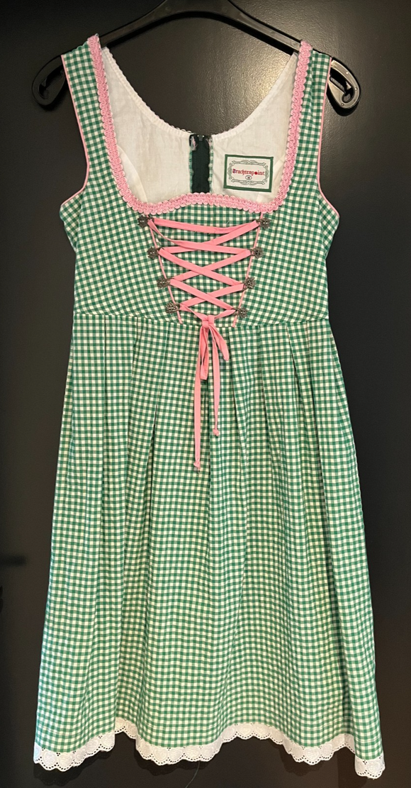 Damen Trachten Dirndl ärmellos Grün, Weiß kariert ca. Gr. 36 v. Trachtenpoint