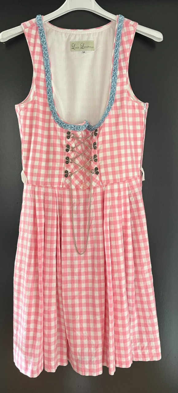 Damen Trachten Dirndl ärmellos rosa weiß kariert ca. Gr. 34 v. Lisa´s Landhaus