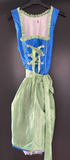Damen Trachten Dirndl ärmellos Blau, Grün mit Schürze ca. Gr. 38 v. NKD