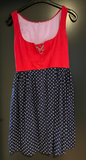 Damen Trachten Dirndl ärmellos Rot, Blau-Weiß gemustert ca. Gr. 38