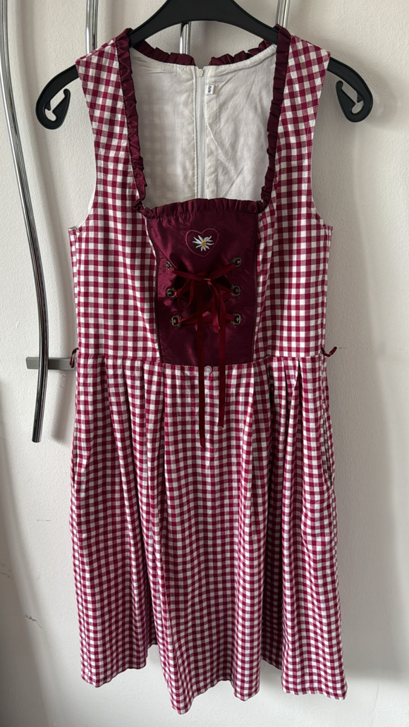 Damen Trachten Dirndl ärmellos lila beere kariert Gr. 40/42