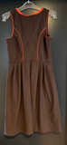 Damen Trachten Dirndl ärmellos Braun, Orange-Grüne Stickerei Gr. 38 v. Fuchs