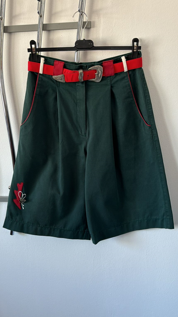 Damen Trachten Hosen Rock grün rot m. Gürtel Gr. 40 v. Rachor