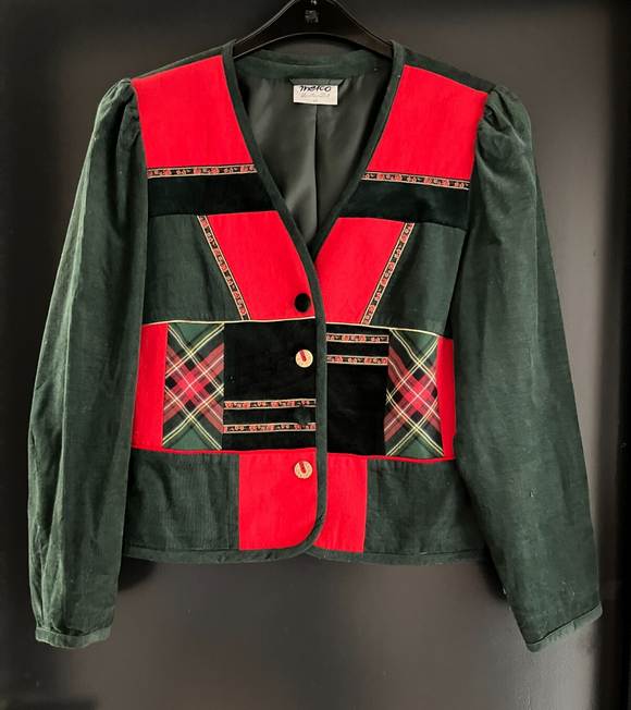 Damen Trachten Janker/Jacke Grün, Rot gemustert ca. Gr. 40 v. Meico
