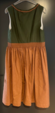 Damen Trachten Dirndl ärmellos Grün, Braun gemustert ca. Gr. 42