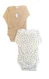 Baby Body Langarm 2er-Pack Grün/Weiß, Blau, Grün/Grau, Weiß, Beige Gr. 74/80