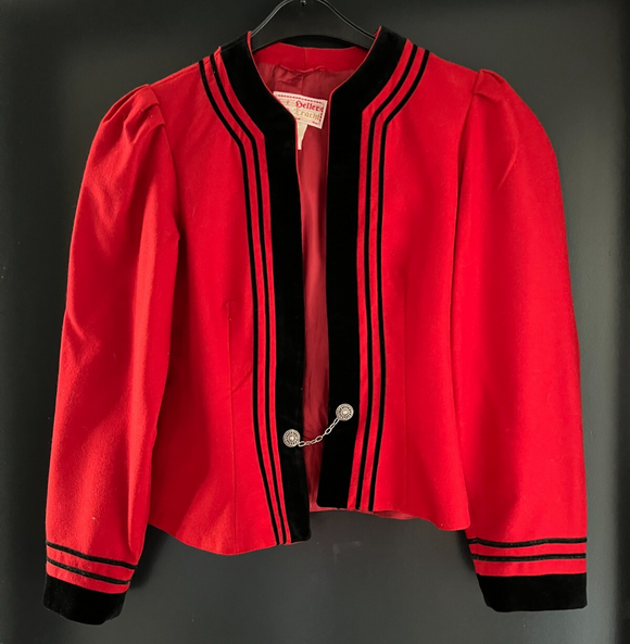 Damen Trachten Janker/Jacke rot schwarz ca. Gr. 36 v. Heller Trachten