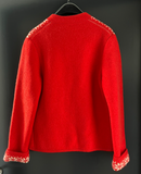 Damen Trachten Janker/Jacke Rot, Weiß gemustert ca. Gr. 42