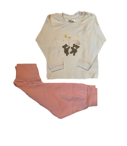 Baby Pyjama Schlafanzug Langarm Weiß/Rosa, Blau, Türkis Gr. 74/80