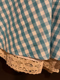 Damen Trachten Dirndl kurzarm schulterfrei Blau-Weiß kariert ca. Gr. 38 v. Lifos