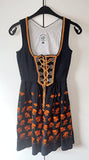 Damen Trachten Dirndl ärmellos Navy/Orange Stickerei Gr. 36 v. Steindl