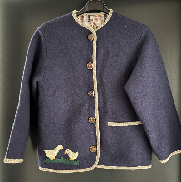 Damen Trachten Janker/Jacke Blau mit Stickerei ca. Gr. 40 v. lutzies