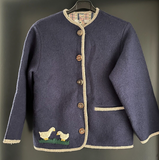 Damen Trachten Janker/Jacke Blau mit Stickerei ca. Gr. 40 v. lutzies