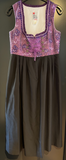 Damen Trachten Dirndl ärmellos Schwarz, Lila gemustert Gr. 44 v. Rose-Dirndl