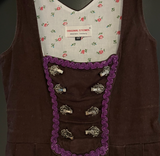 Damen Trachten Dirndl ärmellos braun, lila Stickerei ca. Gr. 32 v. Steindl