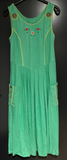 Damen Trachten Dirndl ärmellos Grün, Gelb mit Stickerei Gr. 40 v. Meico