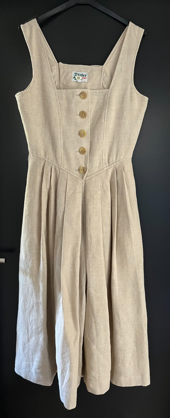 Damen Trachten Dirndl ärmellos Beige/Braun ca. Gr. 36 v. Distler