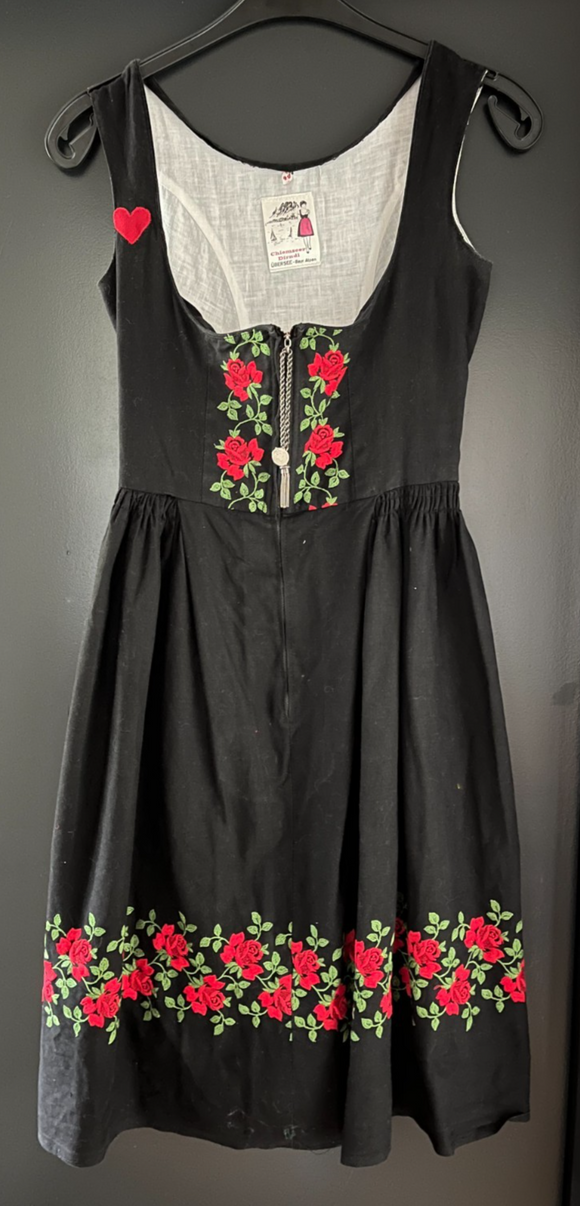 Damen Trachten Dirndl ärmellos Schwarz mit Stickerei Gr. 40 v. Chiemseer Dirndl