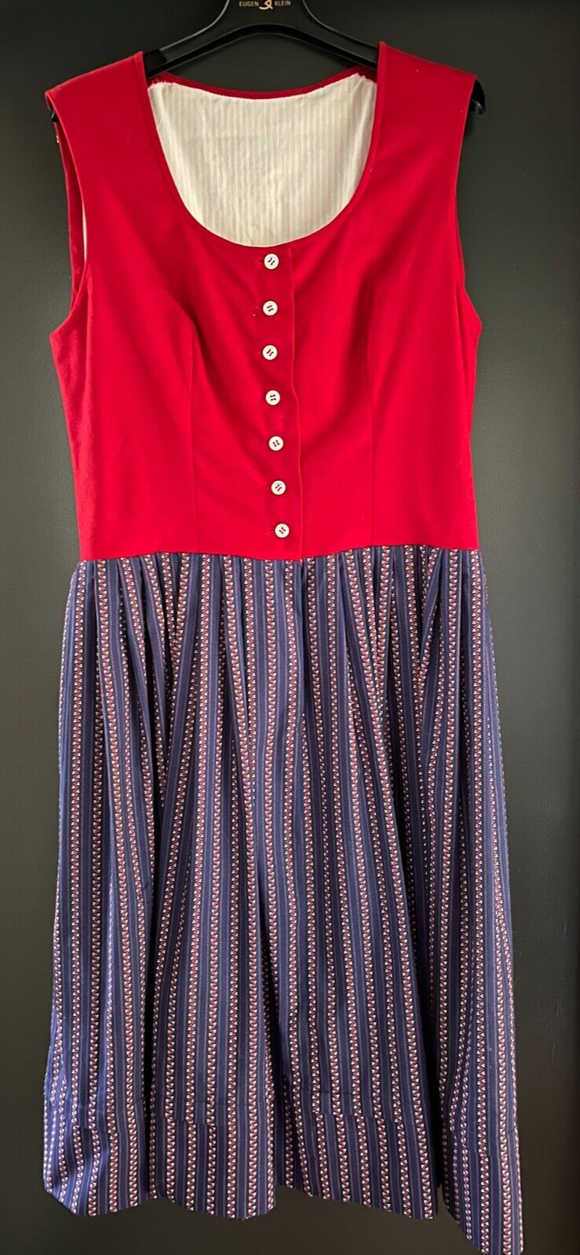 Damen Trachten Dirndl ärmellos Rot Blau gemustert ca. Gr. 40