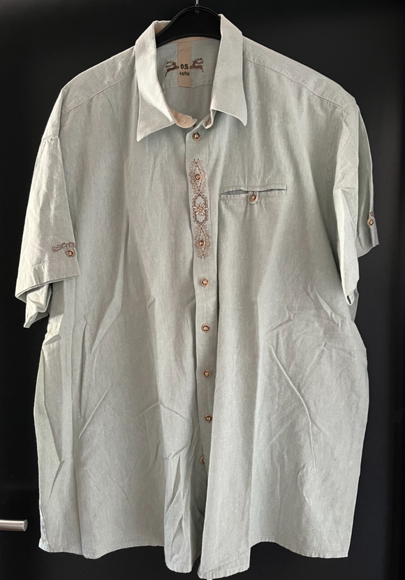 Herren Trachten Hemd kurzarm grün Gr. 49/50 v. OS Trachten