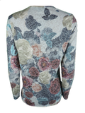 Capuccino Damen Shirt Langarm Blumen Gr. 36 38