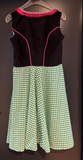 Damen Trachten Dirndl ärmellos Schwarz, Rosa, Grün-Weiß kariert Gr. 42 v. Lifos