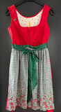 Damen Trachten Dirndl ärmellos Rot mit Schürze Weiß-Grün ca. Gr. 40 v. Riehl