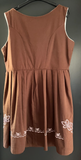 Damen Trachten Dirndl ärmellos braun rosa Stickerei ca. Gr. 48