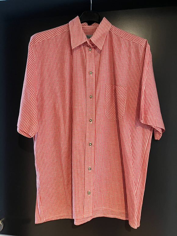 Damen Trachten Bluse/Hemd kurzarm Rot-Weiß kariert ca. Gr. 42 v. Hopkin´s