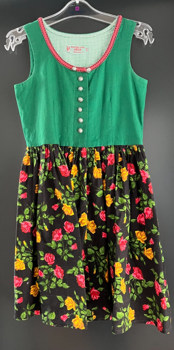 Damen Trachten Dirndl ärmellos grün, schwarz gemustert ca. Gr. 38 v. Höck