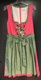 Damen Trachten Dirndl ärmellos Rosa gepunktet mit grüner Schürze ca. Gr. 42
