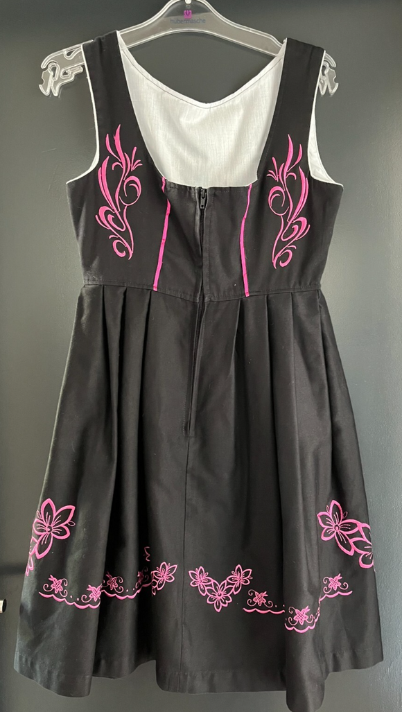 Damen Trachten Dirndl ärmellos schwarz, rosa Stickerei ca. Gr. 36