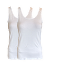Damen Achselhemd Unterhemd 2er-Pack Rundhalsauschnitt Weiß, Schwarz Gr. S, M, L