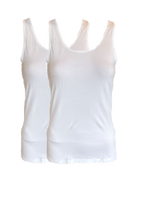 Damen Achselhemd Unterhemd 2er-Pack Rundhalsauschnitt Weiß, Schwarz Gr. S, M, L