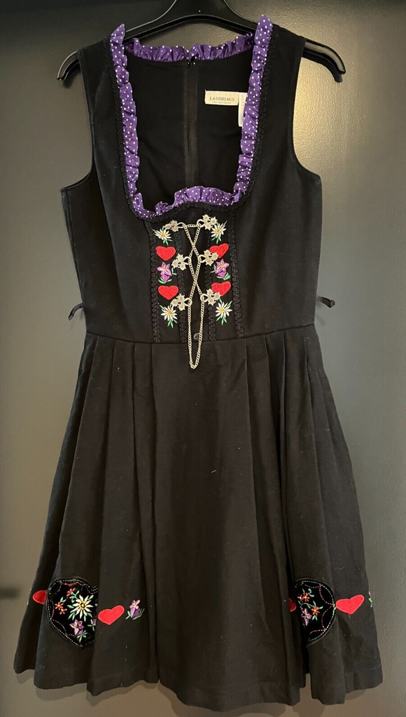 Damen Trachten Dirndl ärmellos Schwarz Lila Gr. 34 v. Landhaus