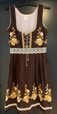 Damen Trachten Dirndl ärmellos Braun mit Stickerei ca. Gr. 42