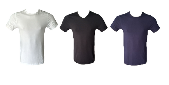 Herren T-Shirt Kurzarm Weiß, Schwarz, Navy, Gr. M