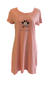 Damen Sleepshirt Nachthemd Kurzarm Mickey Mouse Weiß, Rosa Gr. S